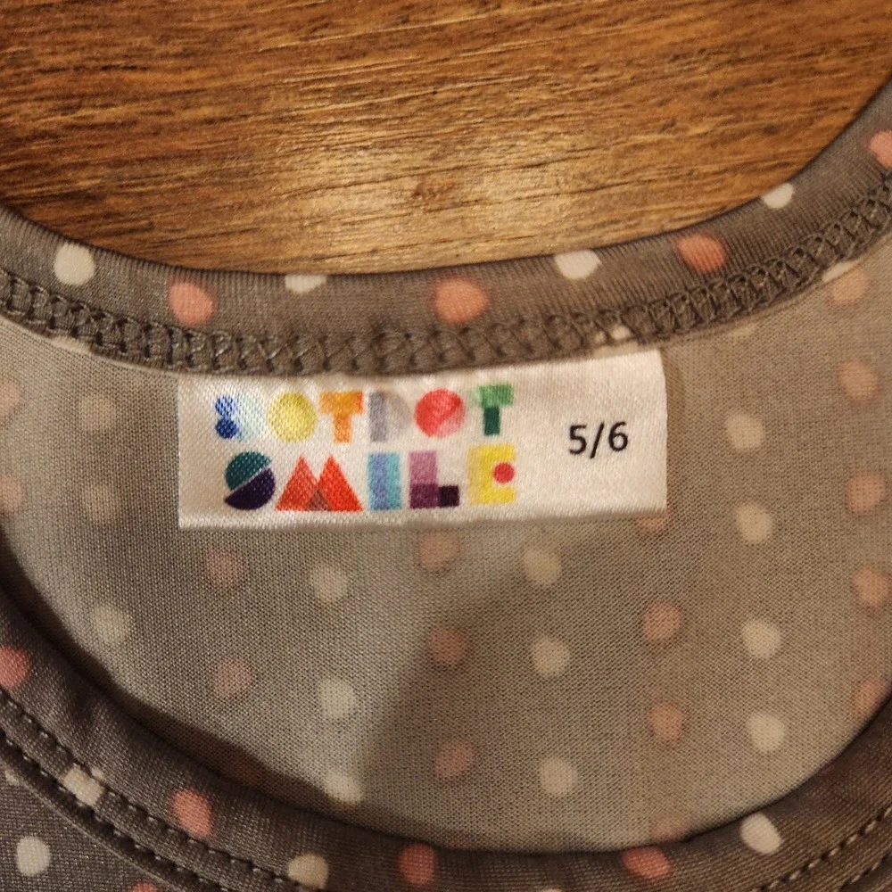 DotDotSmile Girls Grey Polka Dot Short Sleeve Twirl Dress Size 5/6 Pink White